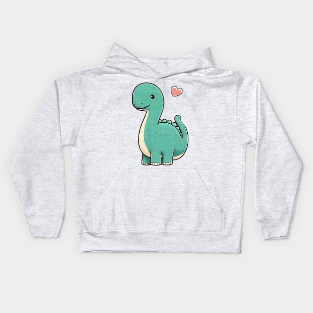 Diplo Dino for Children with heart Kids Hoodie by CutePlanetEarth